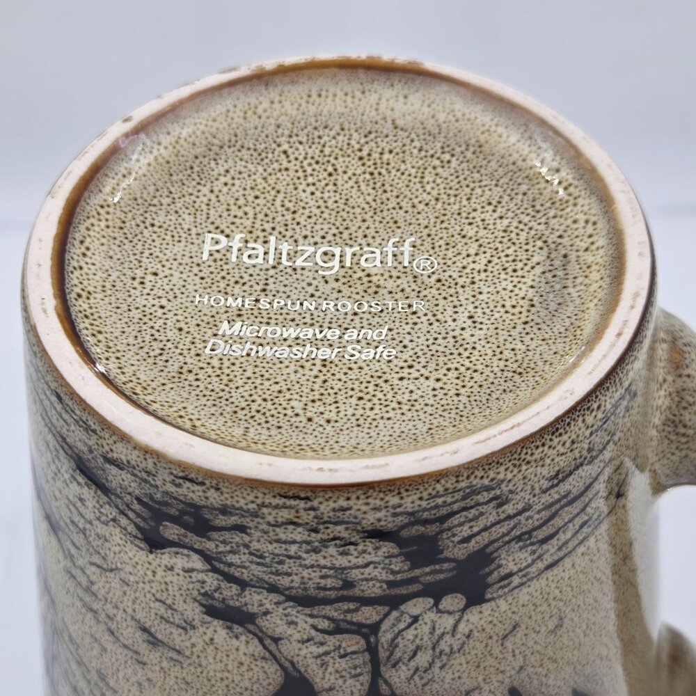 Pfaltzgraff Homespun Rooster Set of 2 Mugs Ceramic Beige Brown Farmhouse - Picture 7 of 7